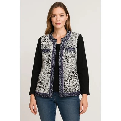 Chaqueta Chicos Mujer Mixta Media Frente Abierto Animal Estampado Leopardo Talla Grande Foto 1 de 4