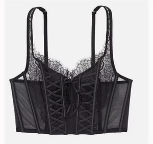 NWT Victoria’s Secret Dream Angels Black Lace Corset Bra NEW - Picture 1 of 9