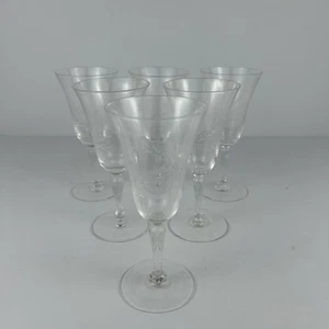 Set 6 bicchieri da vino vintage in cristallo inciso design floreale calici trasparenti 5" - Foto 1 di 6