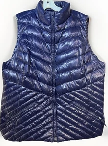 Talbots Women’s Shiny Deep Purple Navy Puffer Vest 90% Down Insulated Size XL - Picture 1 of 14
