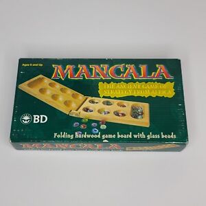 Vintage Classic Mancala Folding Hardwood Game Board w/ Glass Beads NEW Free Ship