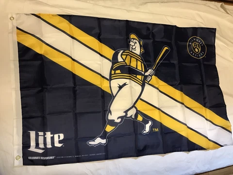 2 New Sealed Milwaukee Brewers Barrel Man Flag  48x30 Miller Lite Promo 2023 Cover