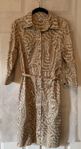 Vestido St John Sport Bambú Lino Animal Estampado con Cinturón con Botones $565 Venta al por menor P Talla 2 - Imagen 1 de 11