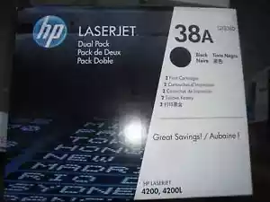 Tóner original HP LaserJet 4200 4200n 4200dtn 4200dtnsl paquete doble Q1338D HP 38D - Imagen 1 de 1