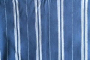 Navy blue and cream horizontal striped upholstery fabric remnant two yards - Picture 1 of 5
