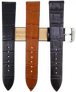 Miami Uhrenarmband Kroko Stil schwarz braun 16,18.20mm sehr flach matt / 19 - Bild 1 von 6