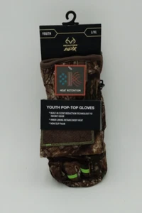 REALTREE APX YOUTH POP-TOP GLOVES CAMOFLAUGE YOUTH L/XL BRAND NEW WITH TAGS - Picture 1 of 10