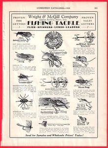 1930 FISHING TACKLE TRADE AD ~ WRIGHT & McGILL ~ Denver ~ 14 Köder abgebildet - Bild 1 von 1