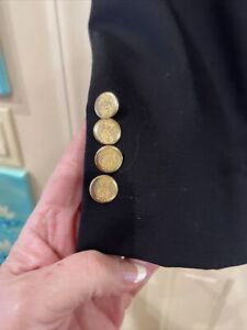 Savile Row Mens Navy Blue Sports Coat Jacket Blazer 43 R 2 Button Brass Buttons