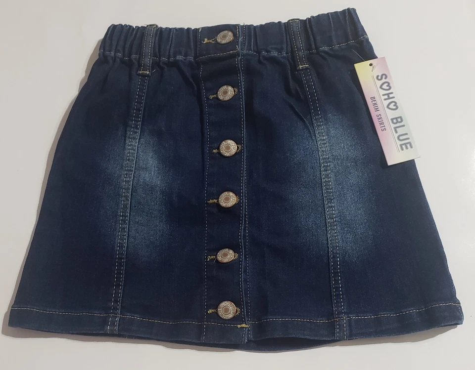 Hot Kiss Skylar Stretch Denim Button Front Mini Skirt For Girl  - Image 1 of 2