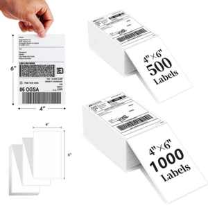 500/1000 4x6 Fanfold Direct Thermal Shipping Labels for Thermal Printer - Picture 1 of 8