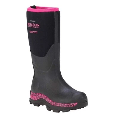 Bota Dryshod para mujer Arctic Storm Hi negra/rosa talla 6 ARS-WH-PN-W06 Foto 1 de 4