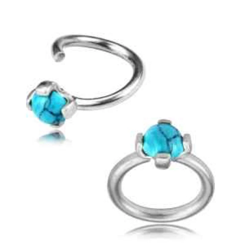 ÚNICO ANILLO NARIZ TURQUESA PLATA ESTERLINA 16G TRAGUS PENDIENTE AROS HÉLICE AJUSTADO  Foto 1 de 1