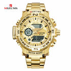 MIZUMS Men Gold Watch Big Dial Sport Digital Wristwatch Male Alarm Wristwatch