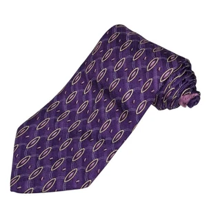 Valentino Cravatte 100% Silk Tie Purple Geometric Design 56in x 4in Made Italy - Picture 1 of 8