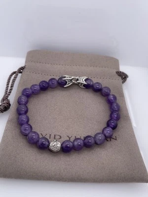 David Yurman Men's Spiritual Bead Bracelet 8mm Amethyst With S Silver   8.5” - Image 1 of 4