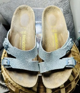 Sandali Birkenstock donna EU 38 US 7-7,5 shakina argento fibbia pelle - Foto 1 di 10