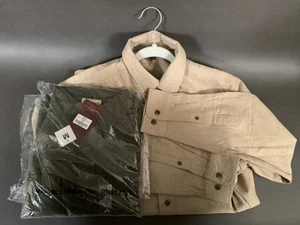Juego de dos camisas de franela lisa Red Head abotonadas verdes y beige, para hombre M/L - Imagen 1 de 16