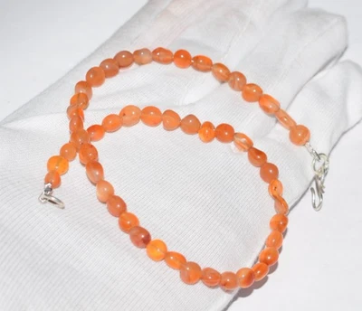 Arancione Corniola Agata Perline Pietra 26 " Argento Sterling Collana come Visto - Immagine 1 di 4