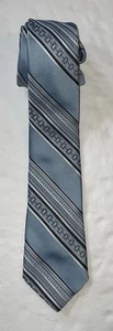Corbata de Colección Lilly Dache Para Hombre Azul a Rayas y Cachemira Seda 58.75” x 3.25” París - Imagen 1 de 3