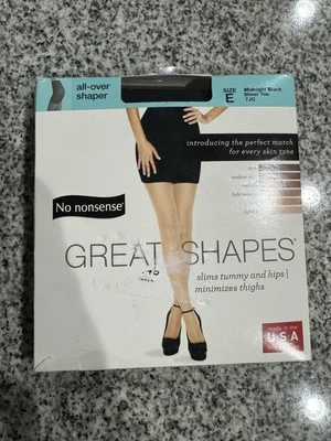 Pantimedias No Nonsense Great Shapes, negras medianoche, talla E, punta transparente 7JG Foto 1 de 4