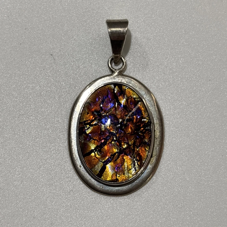 БОЛЬШАЯ ВИНТАЖНАЯ МЕКСИКАНСКАЯ ПОДВЕСКА ИЗ СТЕРЛИНГОВОГО СЕРЕБРА С ОГНЕННЫМ ОПАЛОМ ~ Appx: 22,50 ГРАММА 0,925 - Изображение 1 из 1