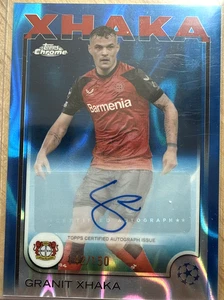 Granit Xhaka Blue Lava Auto 142/150 2024-25 Topps Chrome UEFA UCC (1:356 Hobby) - Picture 1 of 2