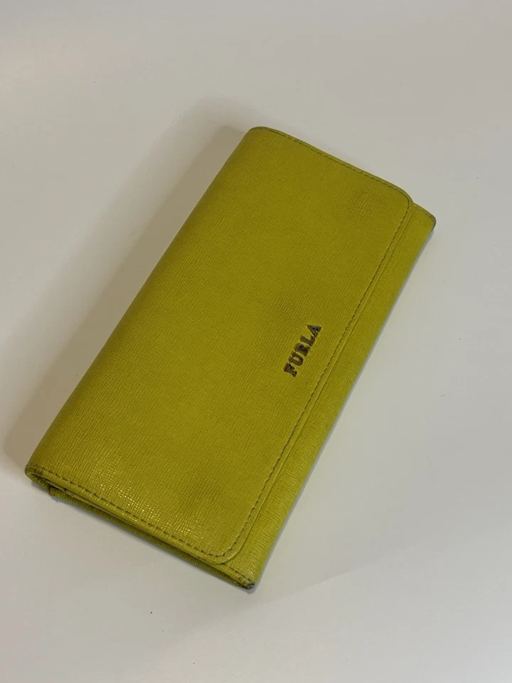 Cartera Continental FURLA Amarillo-Verde Cuero Doble Plegable Babylon AUTÉNTICA con Certificado de Autenticidad Foto 1 de 4