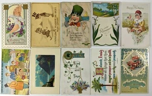 Lot of 10 VTG Postcards 1910s Greetings Floral Humor Victorian Embossed Stamps - Picture 1 of 12