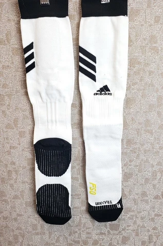 BRAND NEW ADIDAS WHITE LONG SOCCER SOCKS X3 - SIZE LARGE UNISEX Cover