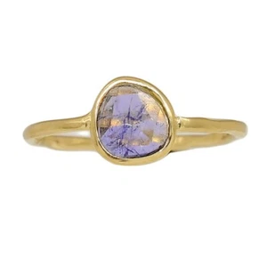 18k Gold Vermeil - Natural Tanzanite Crystal 925 Silver Ring s.6.5 CR72805 - Picture 1 of 1