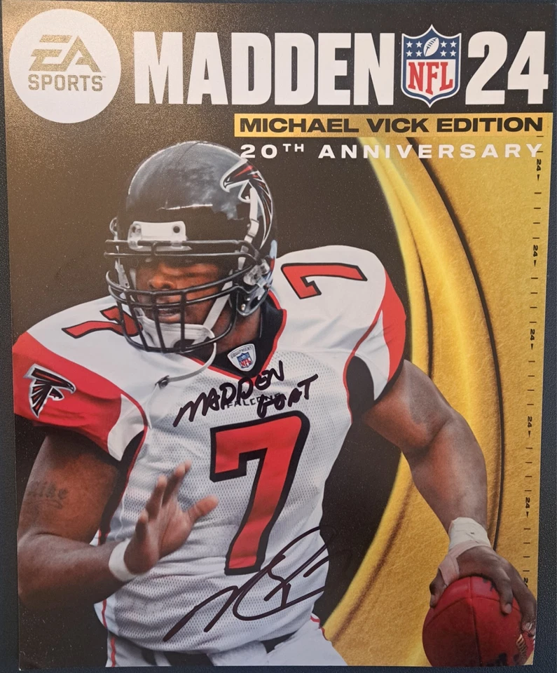 Michael Vick Atlanta Falcons Signed 8x10 Pic Madden GOAT Autograph Photo VA Tech - Image 1 of 1