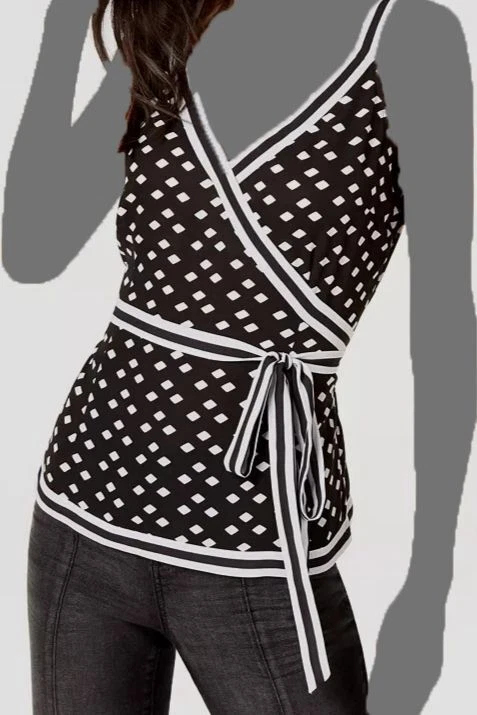 Inc Womens B/w Side Tie Printed Night out Shell Top L BHFO 7296