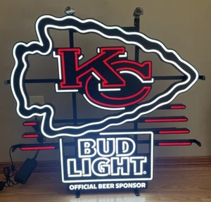 Kansas City Chiefs NFL Led Sign Bud Light Anheuser Busch NEW - Picture 1 of 2