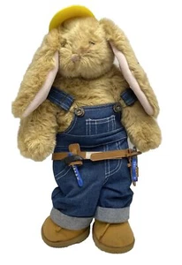 Build A Bear Vanilla Fudge Bunny Rabbit Plush Overalls Toolbelt Hard Hat Boots - Picture 1 of 24