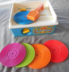 Vintage 1987 Fisher Price Spieluhr Plattenspieler 5 Disc zum Aufziehen GETESTET/FUNKTIONIERT USA 10 - Bild 1 von 8