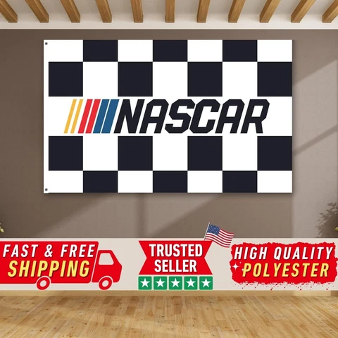 NASCAR Checkered Car Racing Flag 3x5 ft Banner Vintage Garage Garden Wall Sign Cover