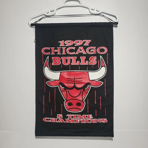 Vintage 1997 Chicago Bulls Michael Jordan 5 Time Championship Large Hanging Flag Cover