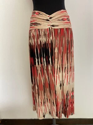 Falda midi informal para mujer | Falda a rayas estampada abstracta con un flujo precioso Foto 1 de 4