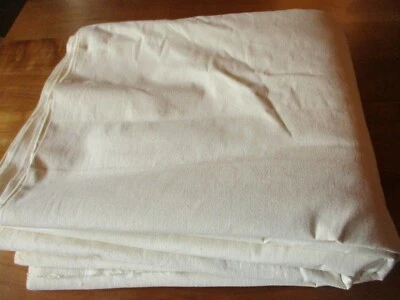 Coupon de tissu ancien pour drap en coton et lin beige écru 13 mètres grand neuf - Photo 1/4