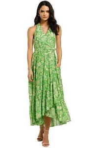 NICHOLAS Patricia Halter Green Dress 60's Tonal Size 14 AU RRP 450 WITH DEFECTS - Imagen 1 de 9