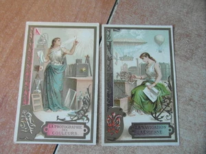 2 x CHROMO TRADE CARD CHICOREE VOELCKER COUMES BAYON Nouvelles Technologies  - Imagen 1 de 2