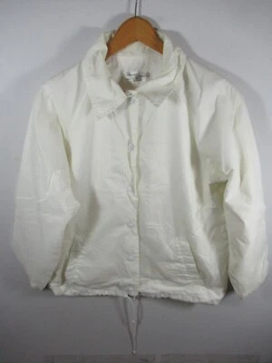 Vintage 80s Nylon Windbreaker Jacket Men Large Solid White Snap Up - Image 1 of 4