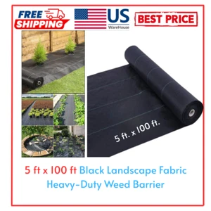 5 ft x 100 ft Black Landscape Fabric – Heavy-Duty Weed Barrier - Picture 1 of 5