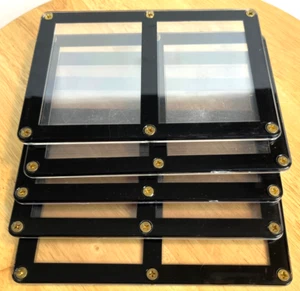 Lot of 5 Double Card Black Border 6 Screw Recessed Card Holder Display Frame - Picture 1 of 2