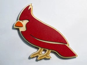 Kardinal 3D Holz Magnet Laser geätzt Baltische Birke Unikat Wohndeko - Bild 1 von 1