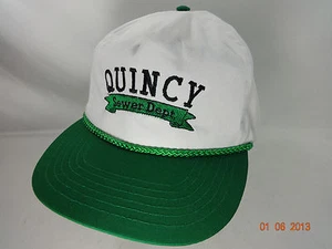 Quincy Sewer Dept Green Rope Hat White Otto Cap Adjustable Zipper - Picture 1 of 11