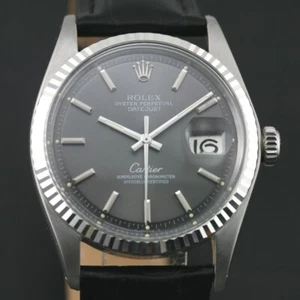 ROLEX 1601 DATEJUST AUTOMATIC CAL 1570 GRAY CUSTOM DIAL MEN`S DATE DRESS WATCH - Picture 1 of 10