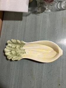 Celery Serving Dish Platter Hand Painted Vintage Farmhouse  11 “ x 4-1/4” - Picture 1 of 6
