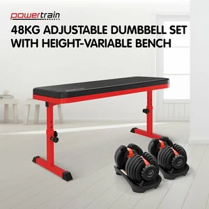 Powertrain Height-Adjustable Exercise Home Gym Flat Weight Bench - Picture 1 of 11